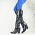 COWBOYSTIEFEL DAMENSCHUHE SPITZE I KNIEHOHE STIEFEL AUS KUNSTLEDER